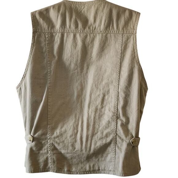 VTG 90's Columbia Reversible Plaid and Tan Button up Vest Women's Size Medium - Picture 4 of 9